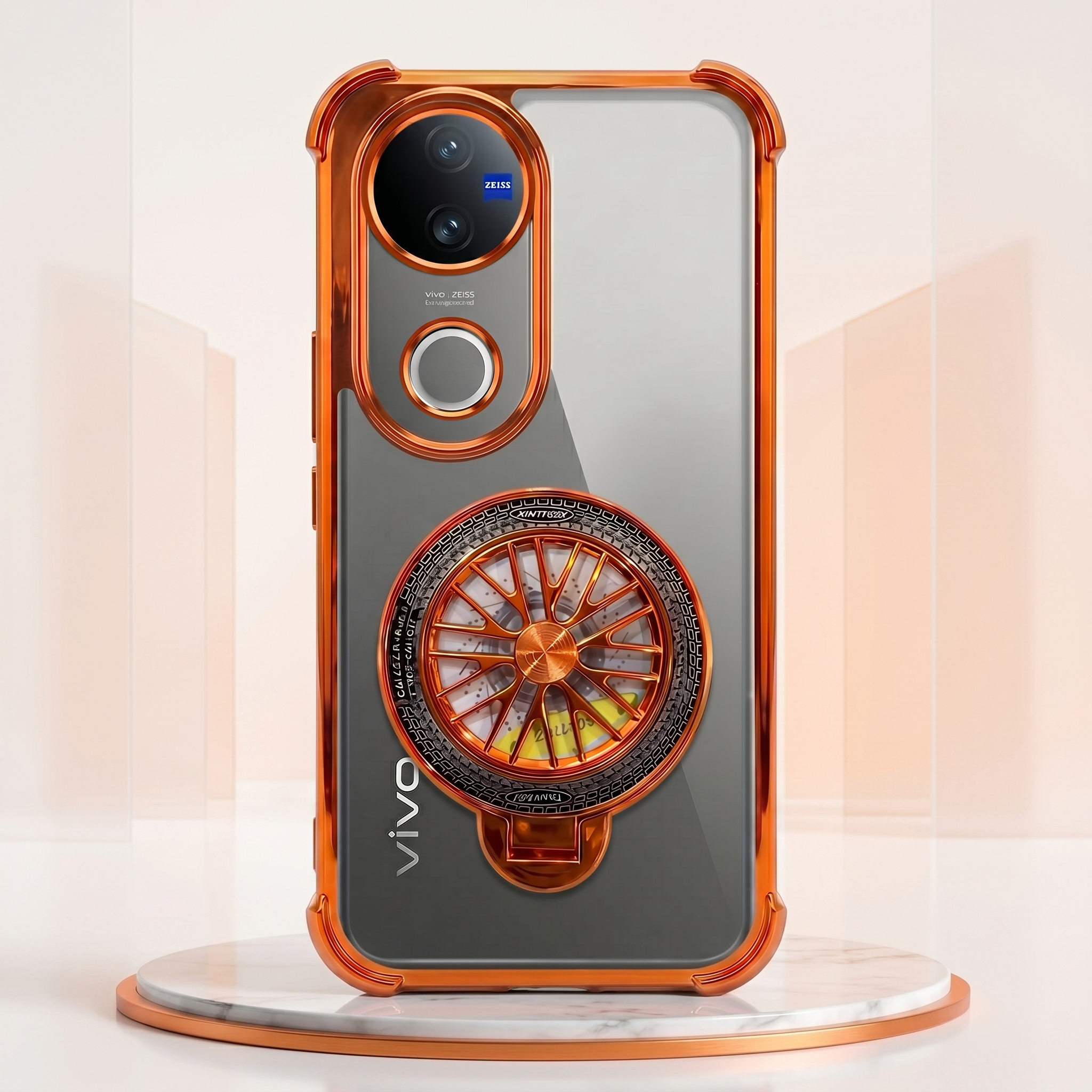 Vivo V50 5G Stress Buster Wheel Rotating Airbag Cosmic Orange Case
