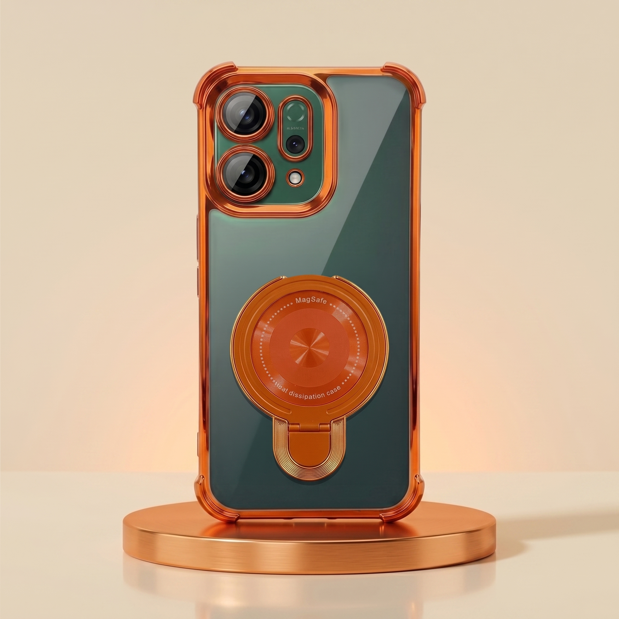 Oppo Reno 14 5G Invincible Bracket Ring Stand Airbag Cosmic Orange Case