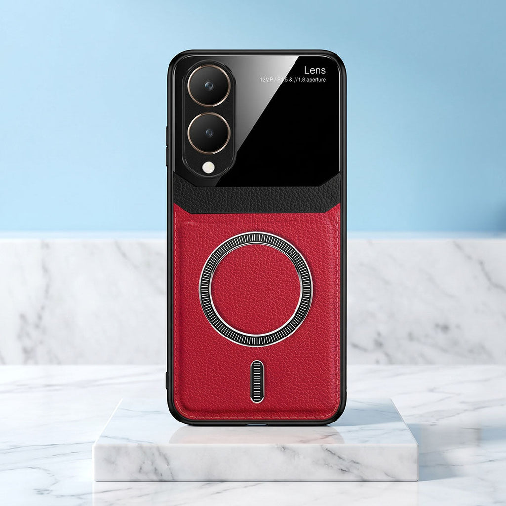 Vivo Y28 5G Premium Magsafe Magnetic Leather Lens Protective Case