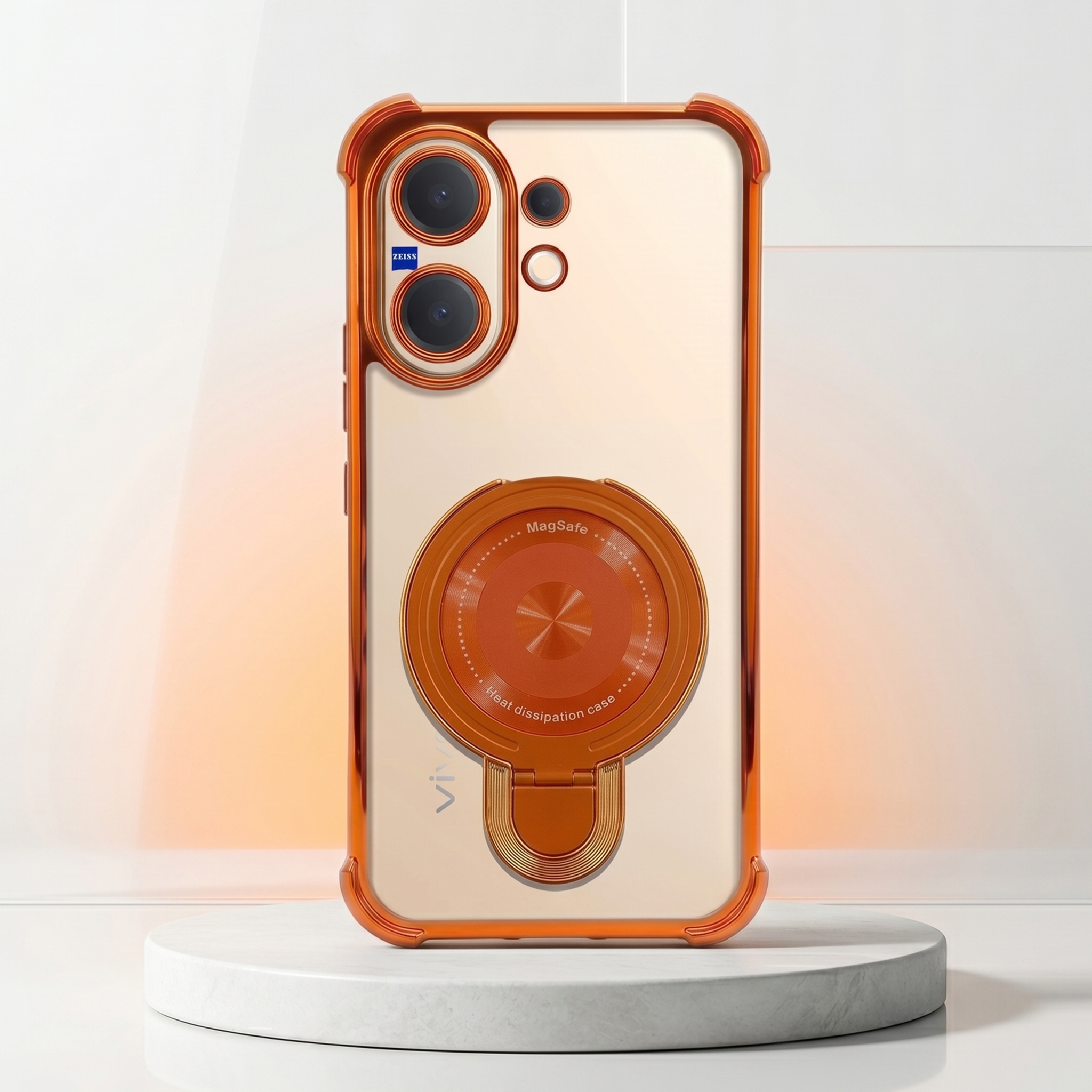 Vivo V60 5G Invincible Bracket Ring Stand Airbag Cosmic Orange Case