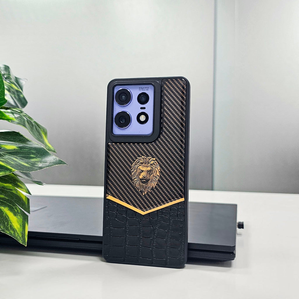 Motorola Edge 50 Pro 5G Luxury Lion Pattern Leather And Liquid Silicone Case