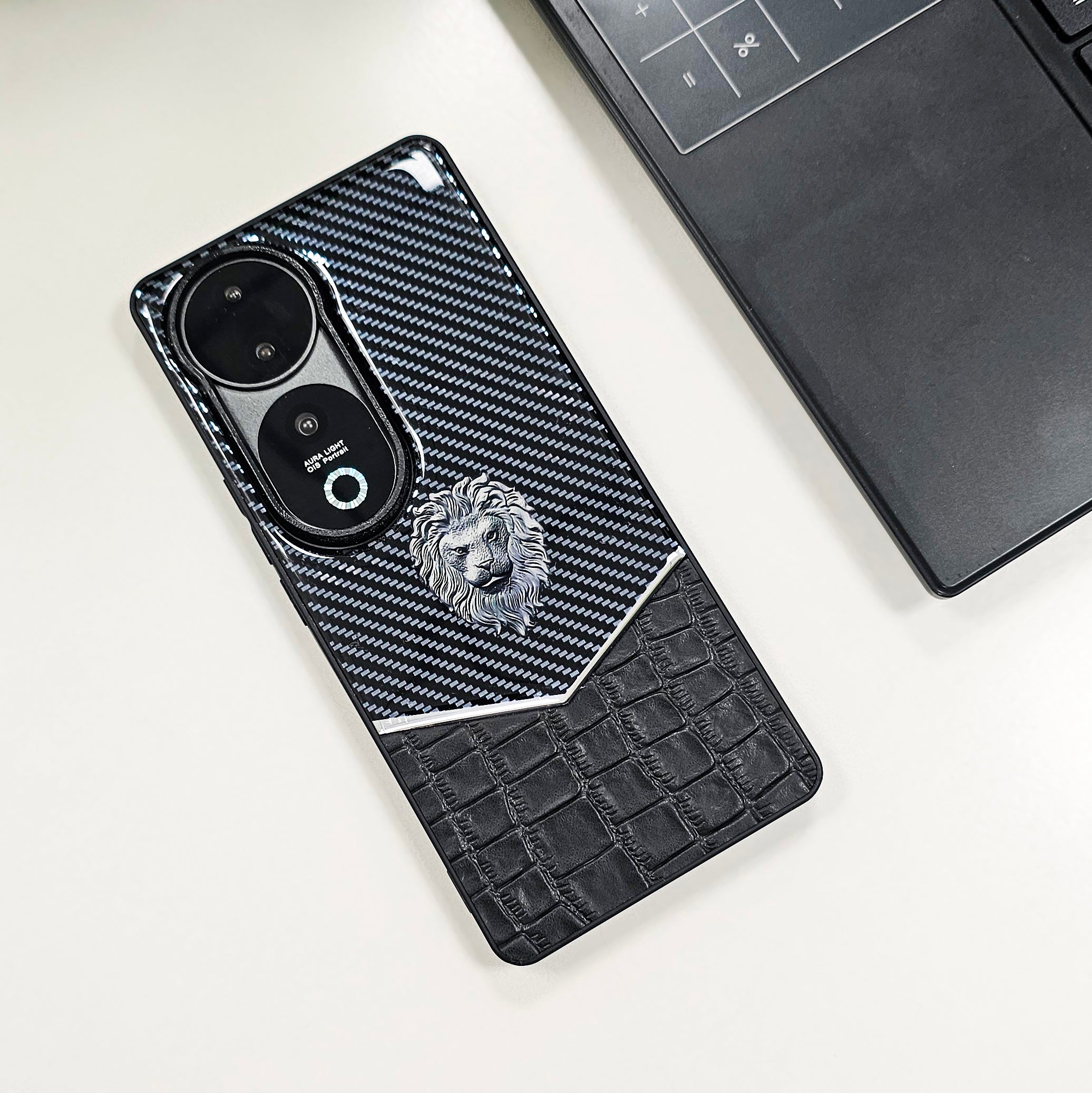 Vivo V40 5G Luxury Lion Pattern Leather And Liquid Silicone Case