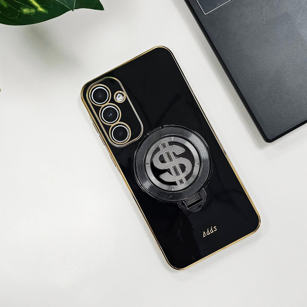 Samsung Galaxy A35 5G Luxury Silicone Money Magnet Rotating Dollar Case black