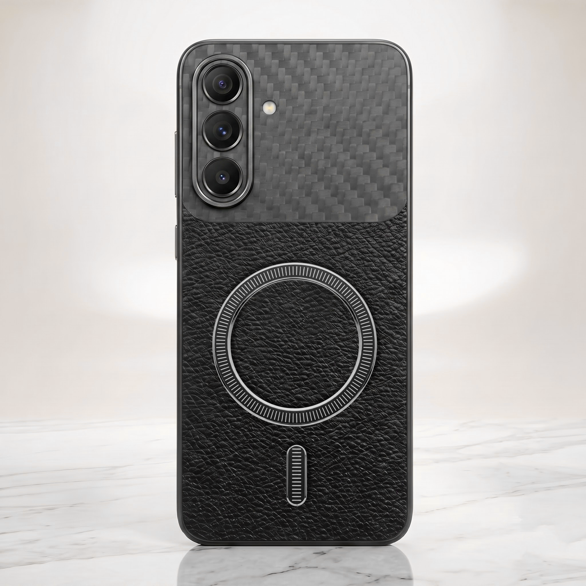 Samsung Galaxy A27 5G Carbon Fiber Leather Hybrid MagSafe Magnetic Case