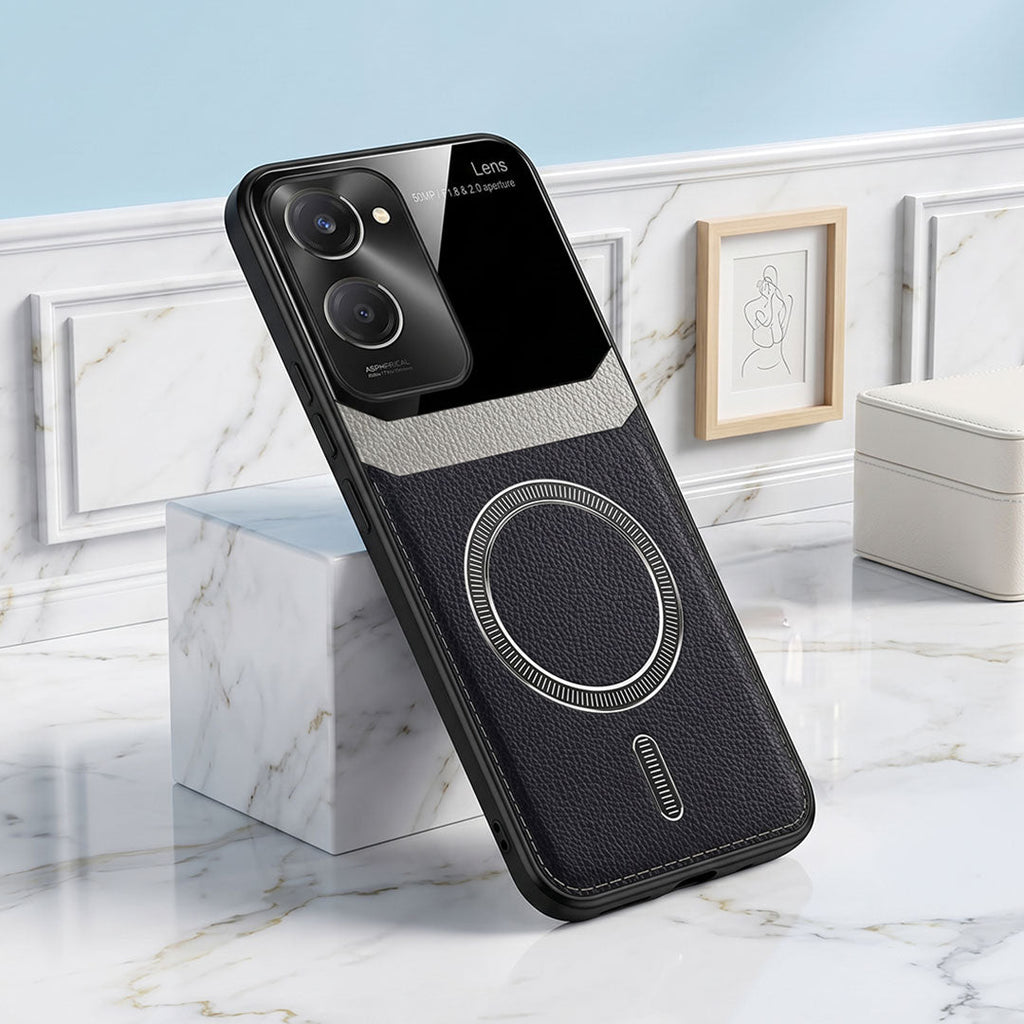 Vivo Y28s 5G Premium Magsafe Magnetic Leather Lens Protective Case