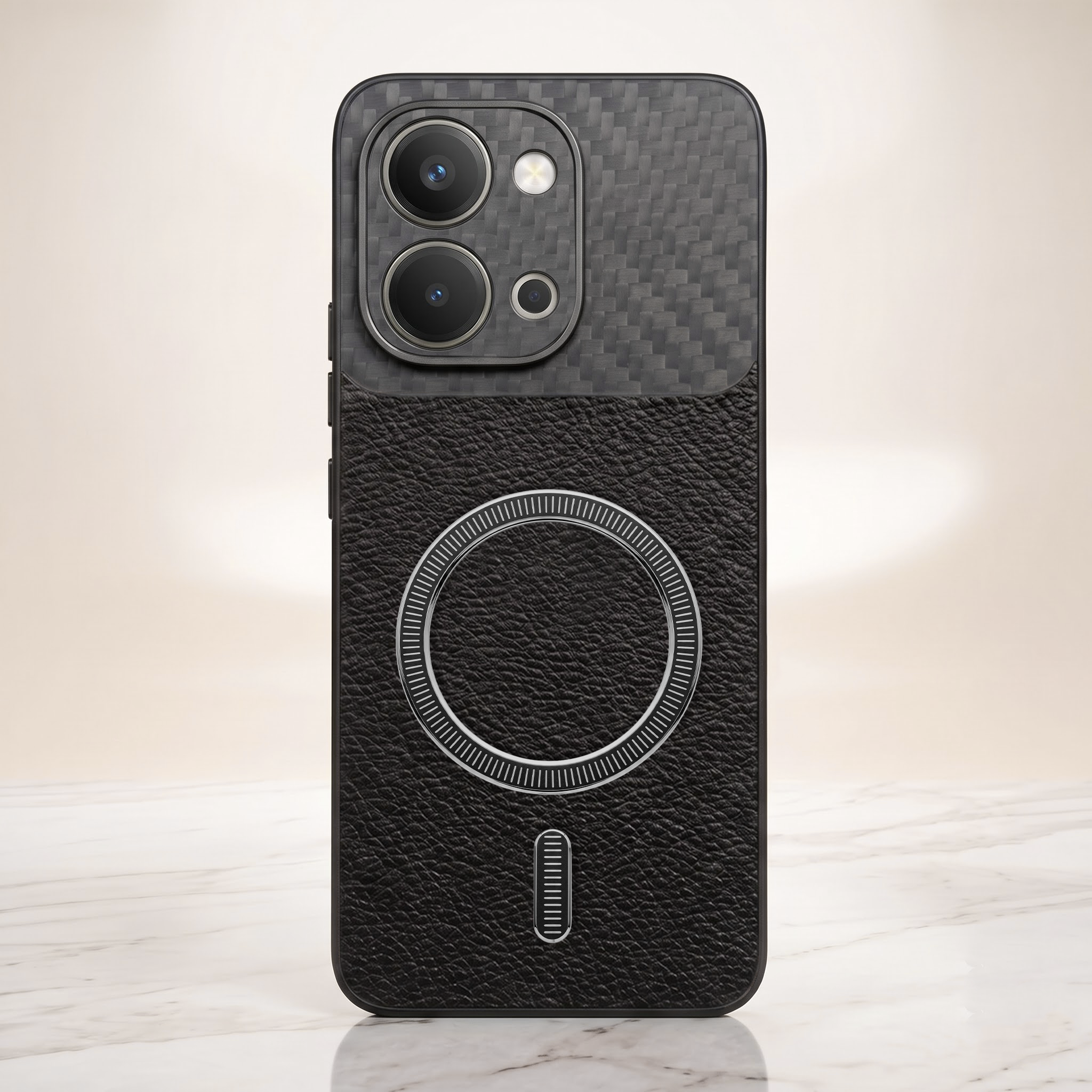 Vivo T5X 5G Carbon Fiber Leather Hybrid MagSafe Magnetic Case