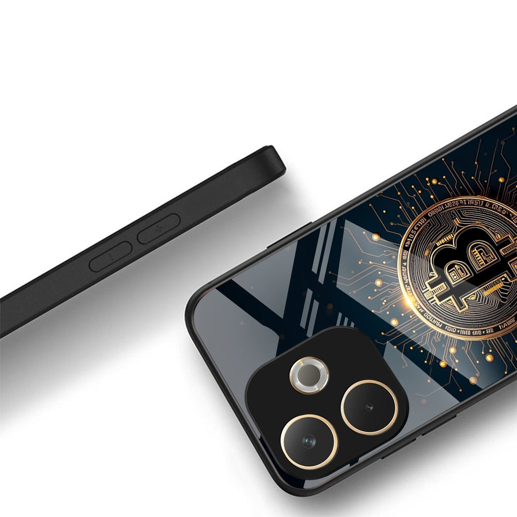 Oppo A5 Pro 5G Premium Acrylic Shockproof Glass Back Case (Bitcoin Armor)