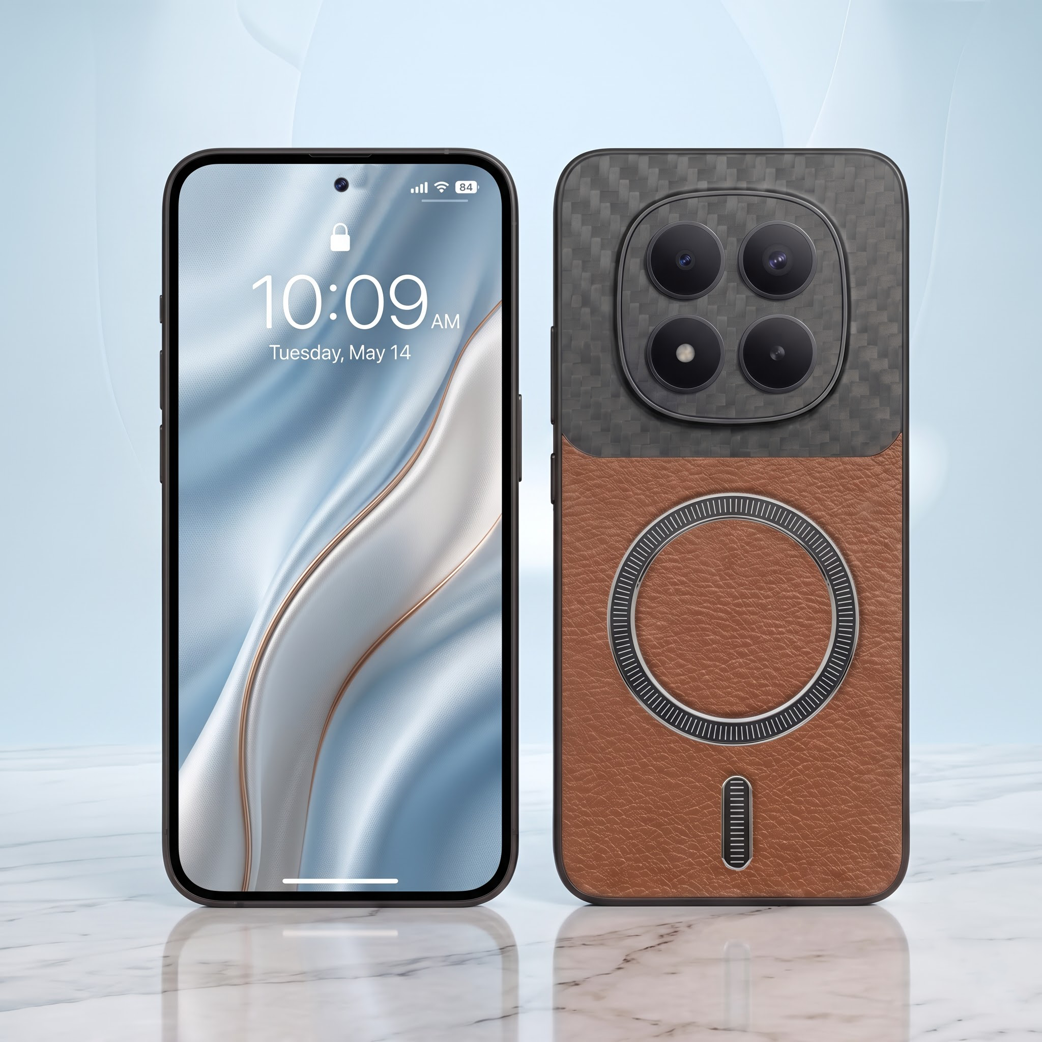 Redmi Note 15 Pro+ 5G Carbon Fiber Leather Hybrid MagSafe Magnetic Case