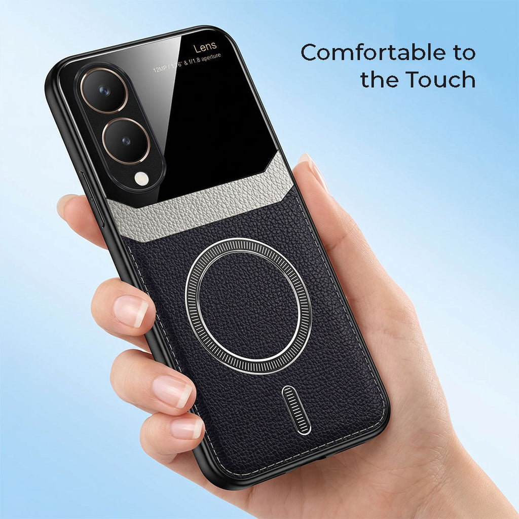 Vivo Y28 5G Premium Magsafe Magnetic Leather Lens Protective Case