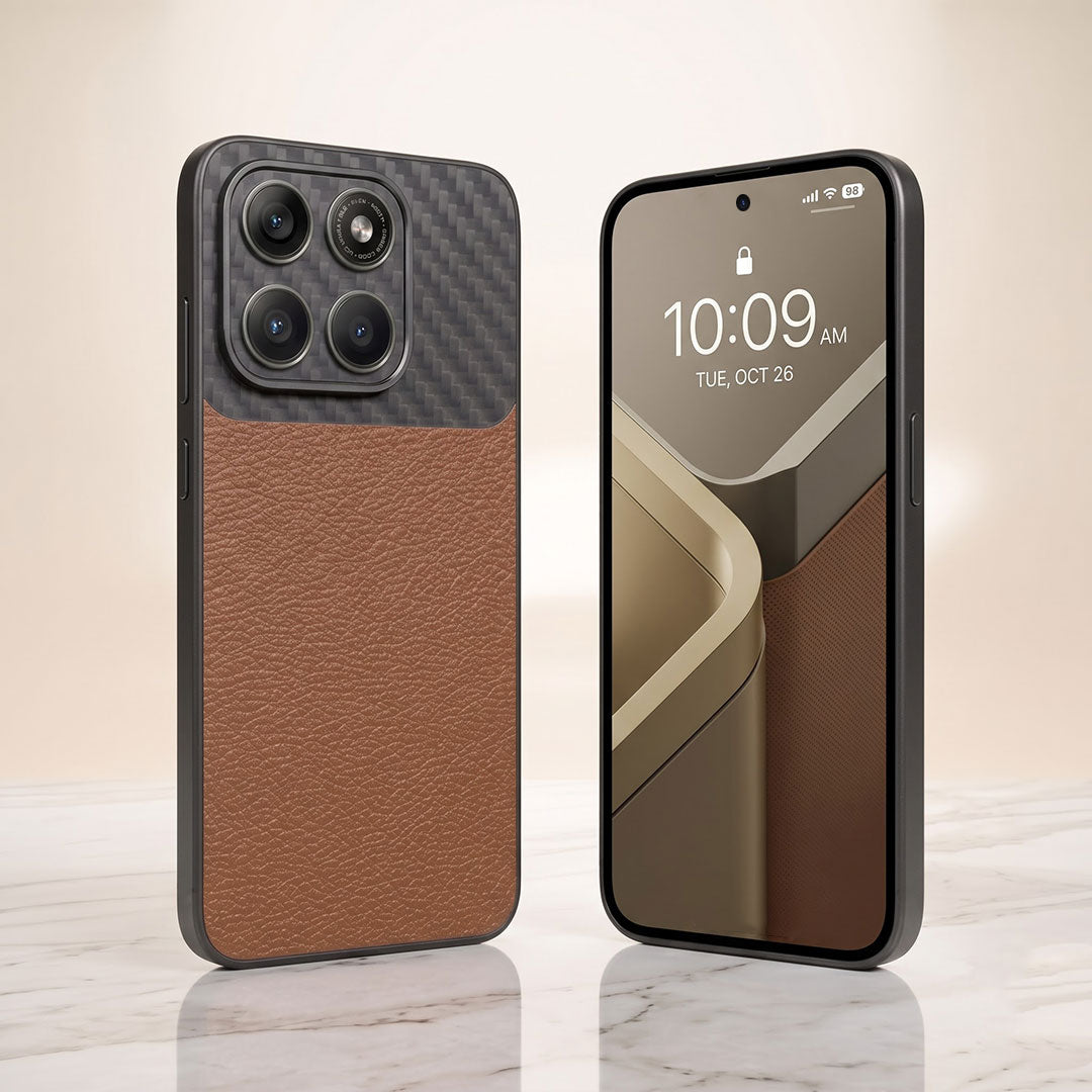 Motorola Edge 60 Pro 5G Carbon Fiber Leather Hybrid Phone Case