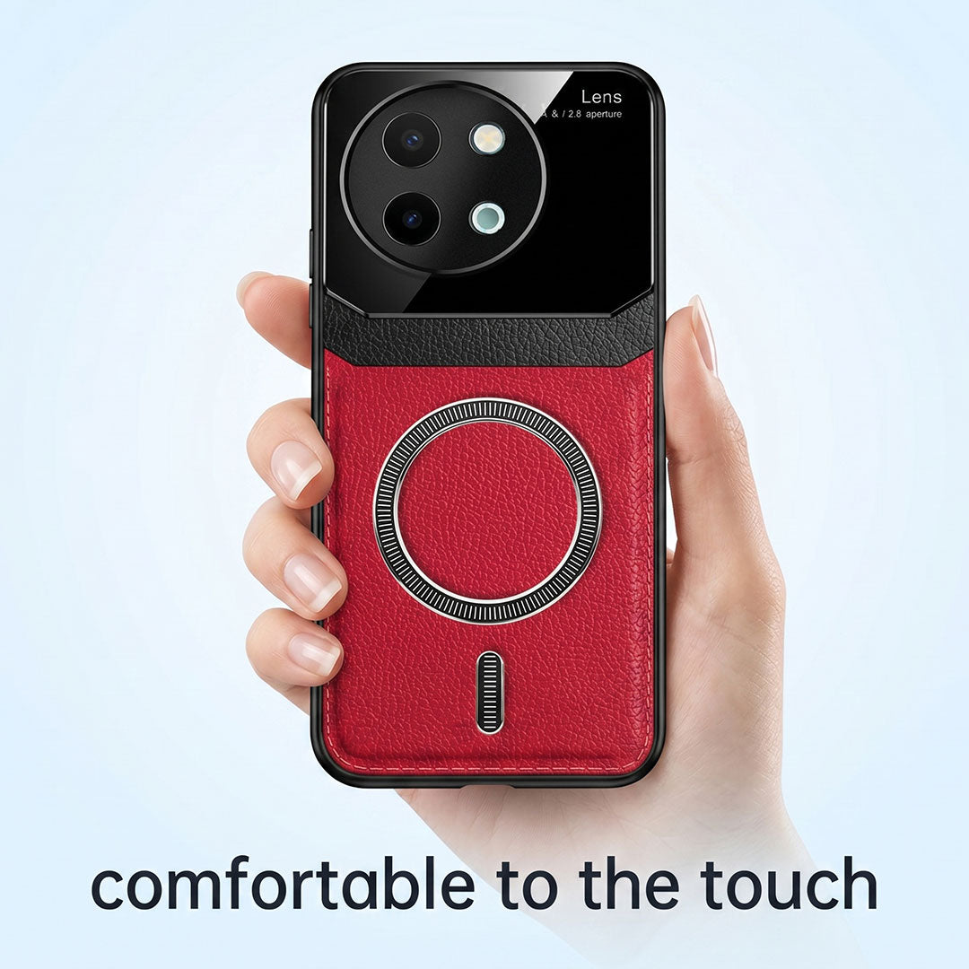 Vivo Y58 5G Premium Magsafe Magnetic Leather Lens Protective Case