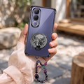 Vivo V70 FE 5G Transparent Airbag Butterfly Stand Case with Charm Strap