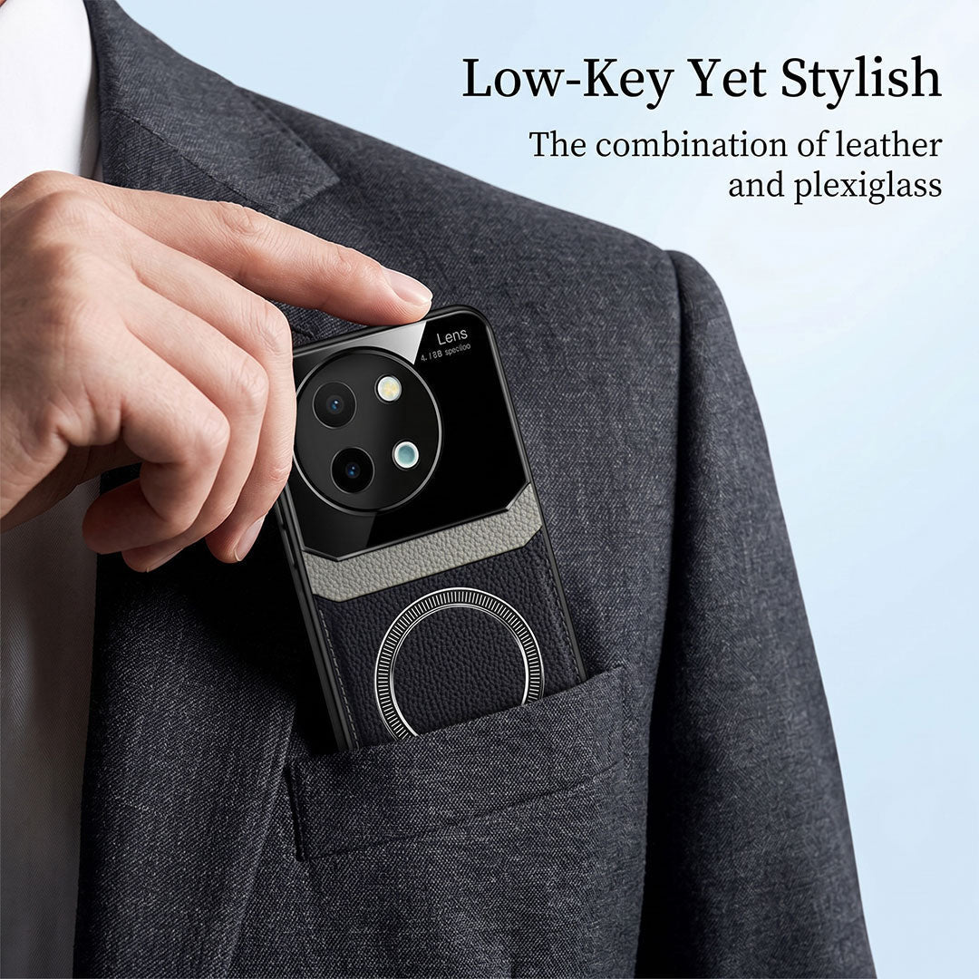 Vivo Y58 5G Premium Magsafe Magnetic Leather Lens Protective Case