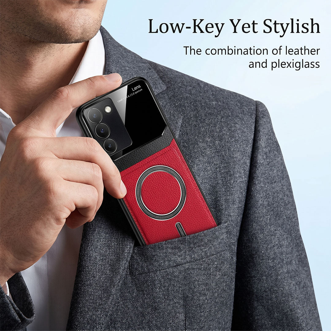 Vivo Y200e 5G Premium Magsafe Magnetic Leather Lens Protective Case