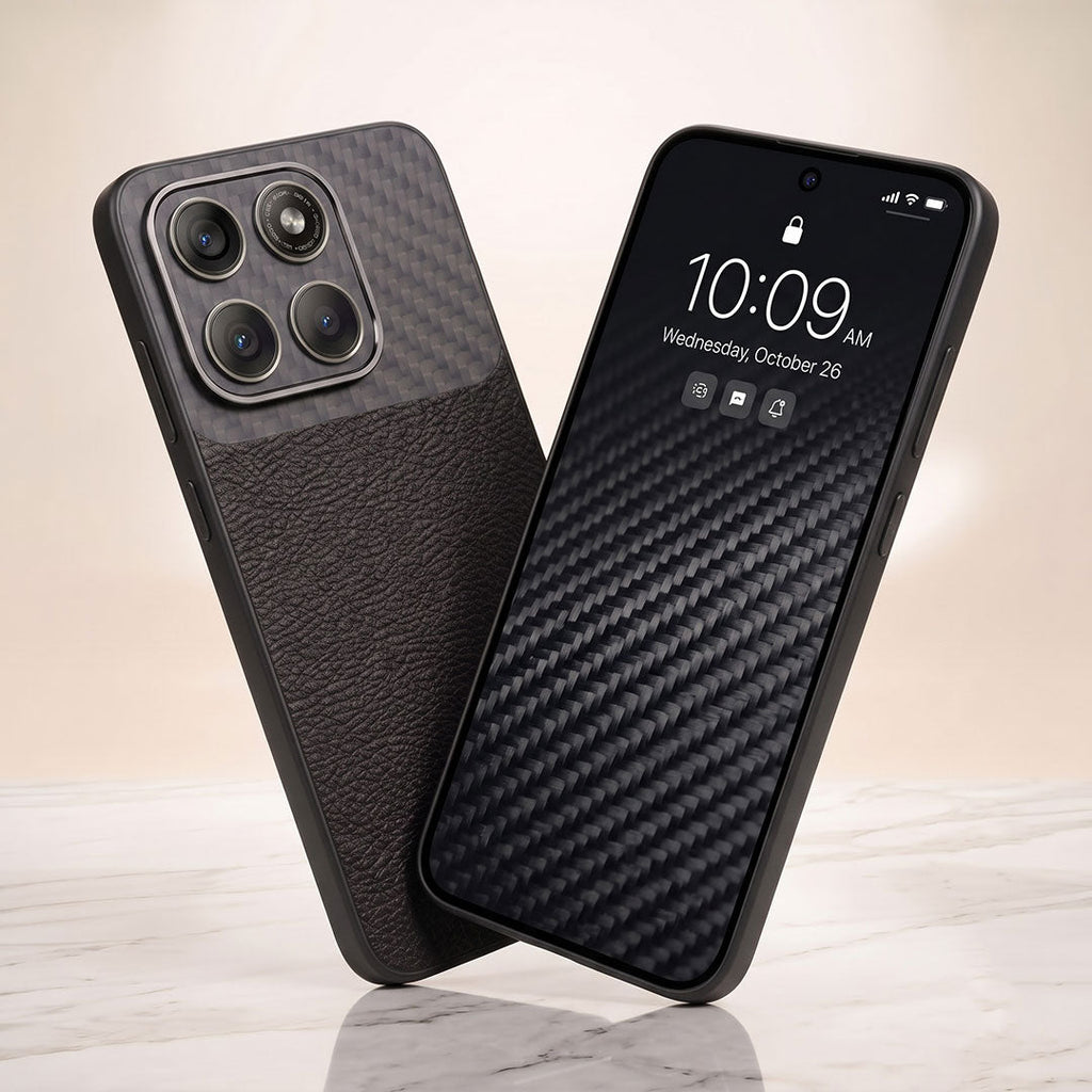 Motorola Edge 60 Pro 5G Carbon Fiber Leather Hybrid Phone Case