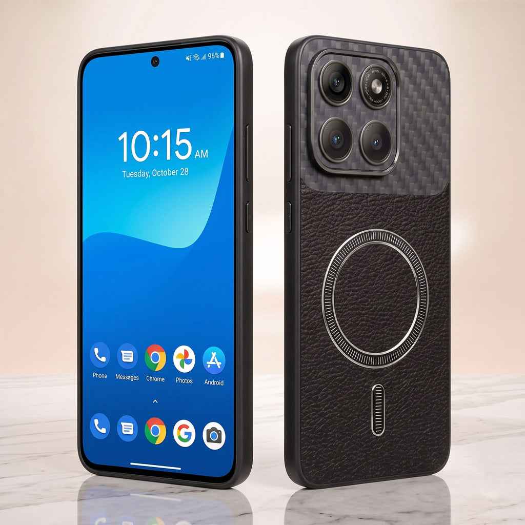Motorola Edge 70 Fusion 5G Carbon Fiber Leather Hybrid MagSafe Magnetic Case
