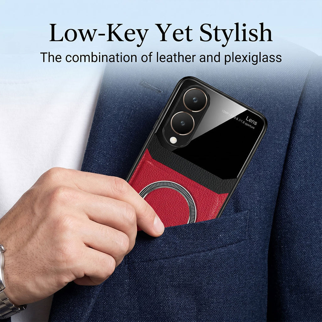 Vivo Y28 5G Premium Magsafe Magnetic Leather Lens Protective Case