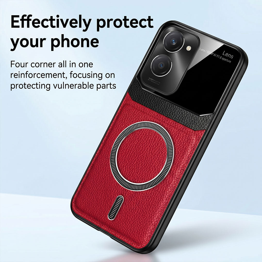 Vivo Y28s 5G Premium Magsafe Magnetic Leather Lens Protective Case