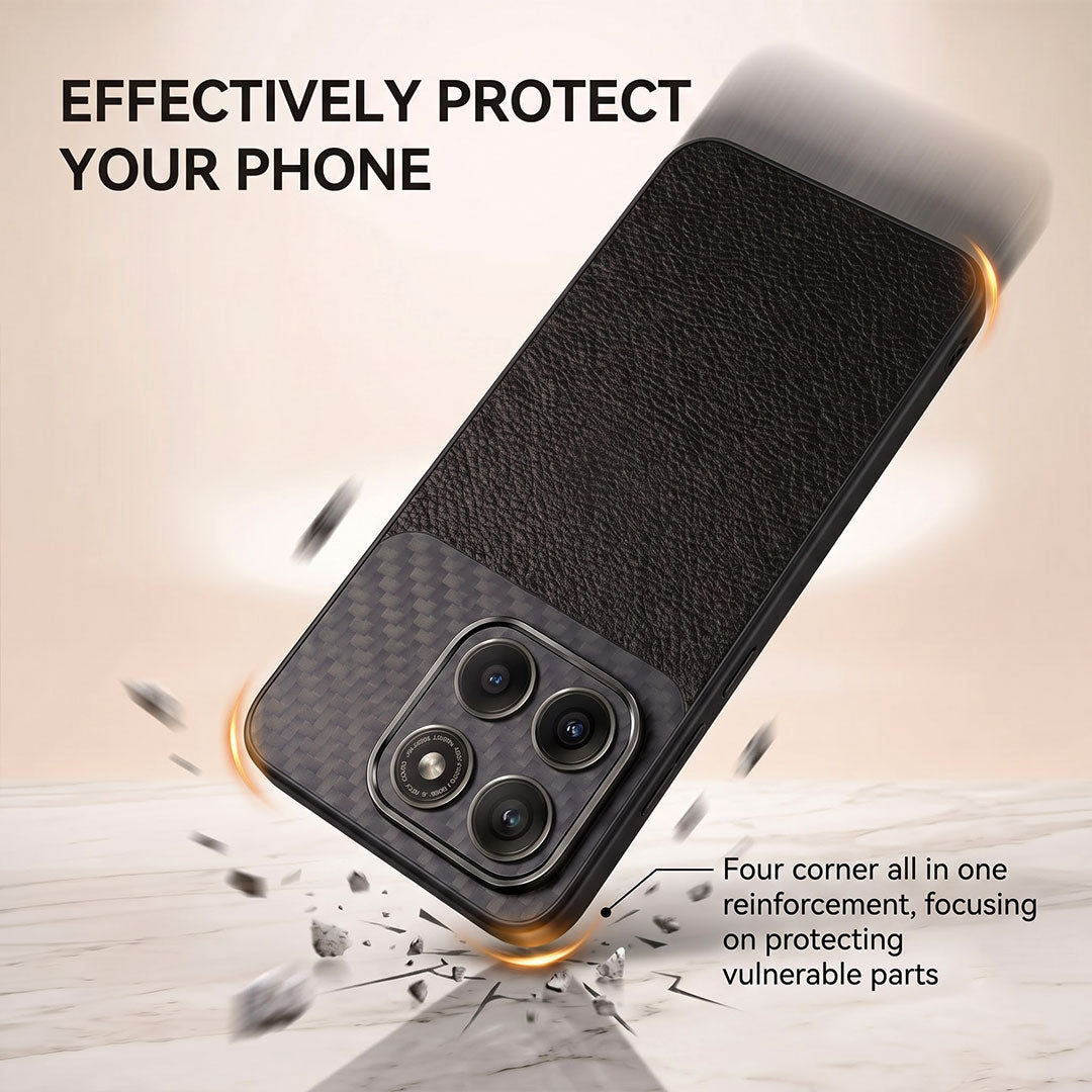 Motorola Edge 70 5G Carbon Fiber Leather Hybrid Phone Case