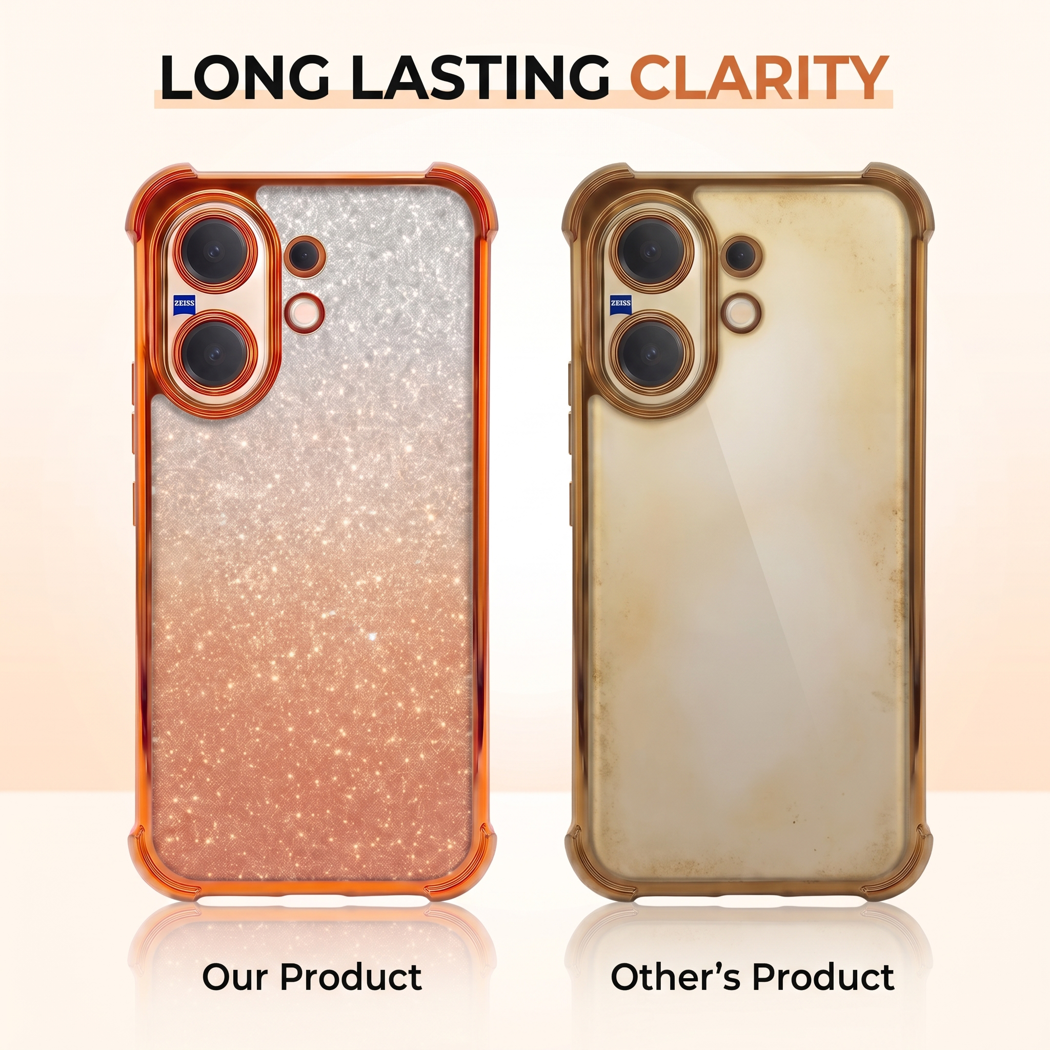 Vivo V60 5G Luxury Shockproof Shimmer Airbag Cosmic Orange Case