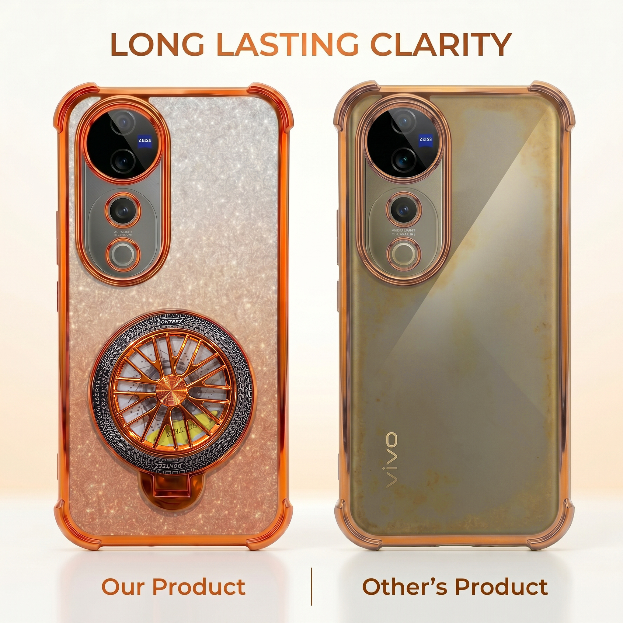 Vivo V40 Pro 5G Stress Buster Wheel Rotating Shimmer Airbag Cosmic Orange Case
