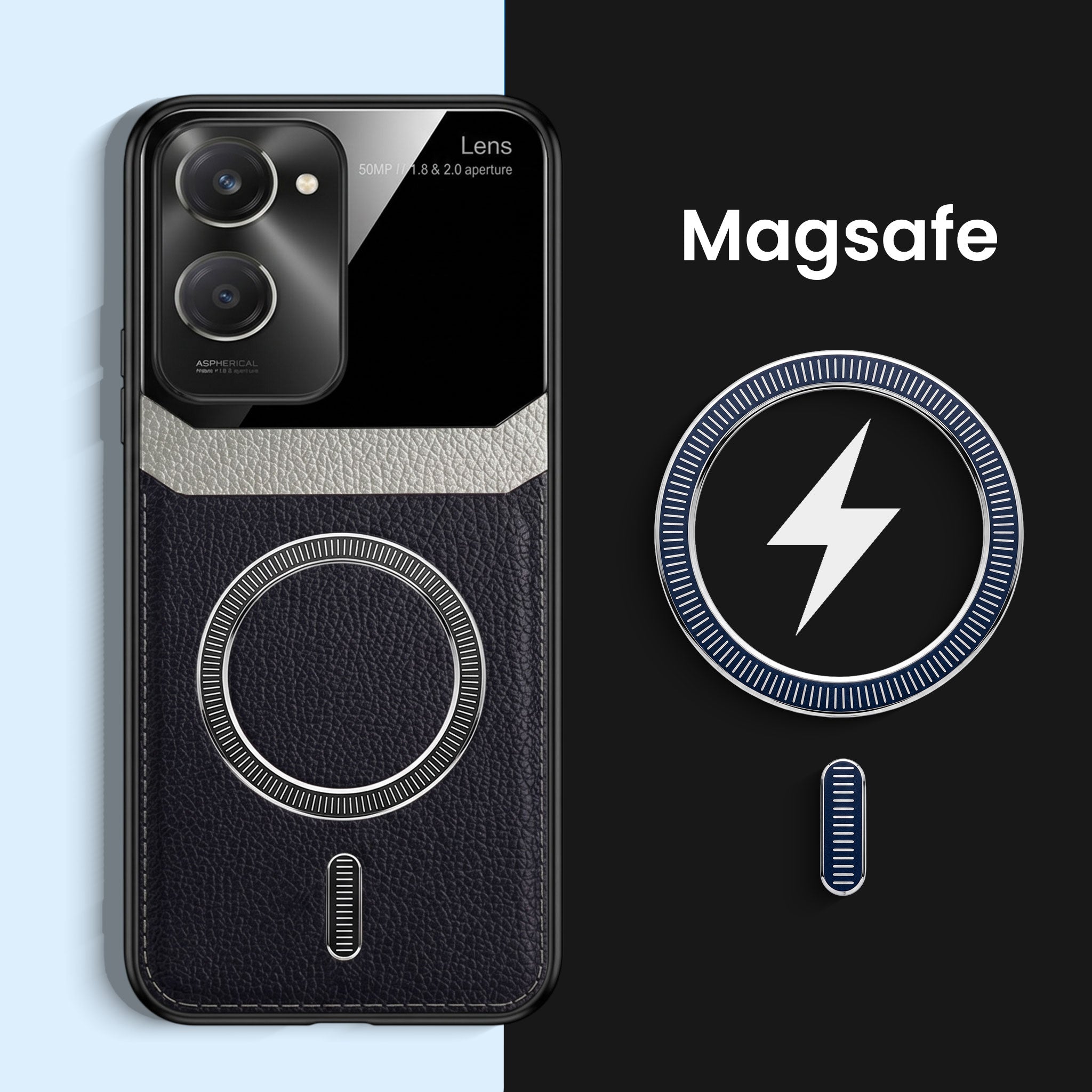 Vivo Y28s 5G Premium Magsafe Magnetic Leather Lens Protective Case