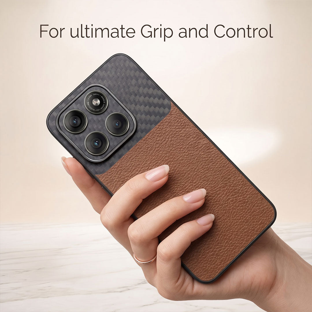 Motorola Edge 70 5G Carbon Fiber Leather Hybrid Phone Case