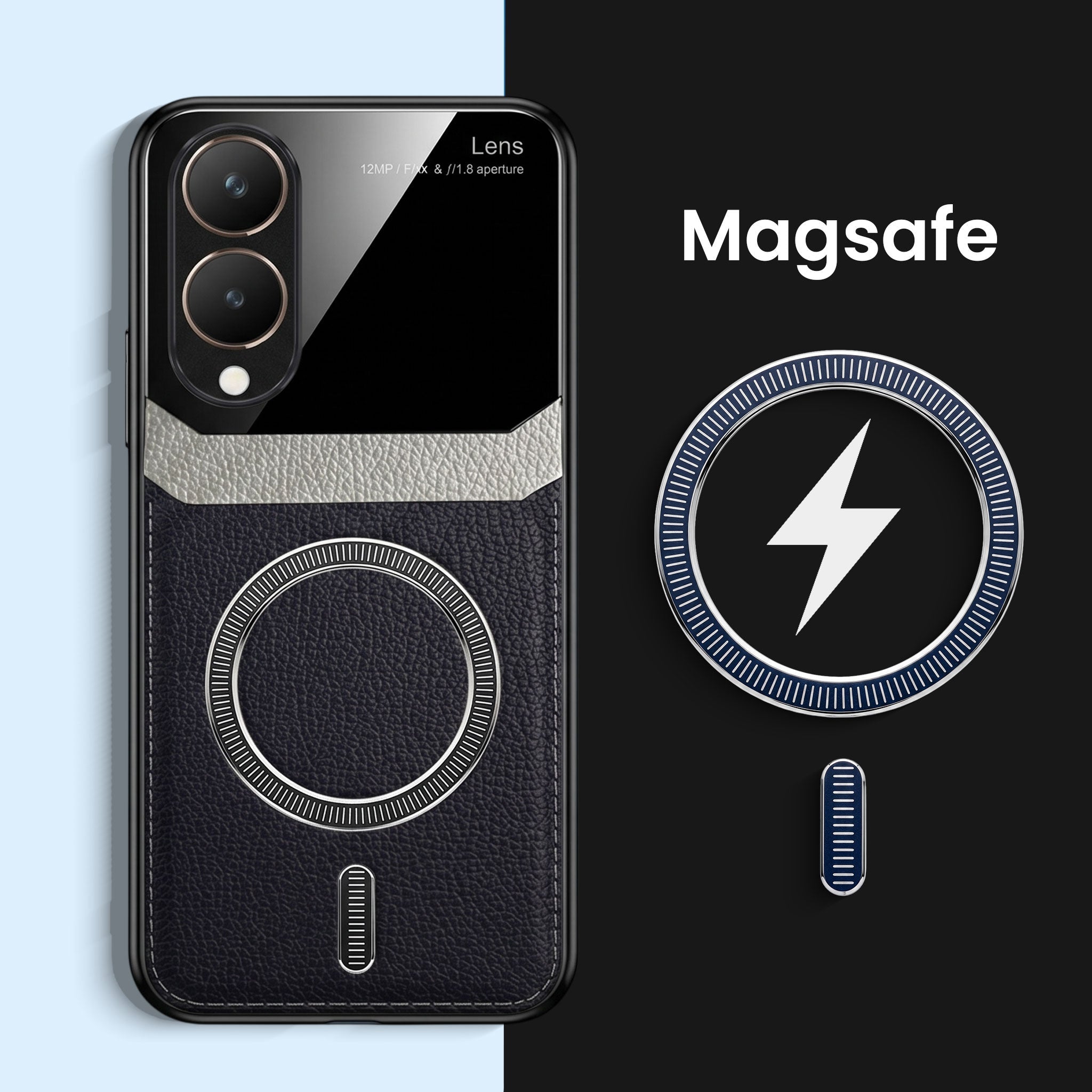 Vivo Y28 5G Premium Magsafe Magnetic Leather Lens Protective Case