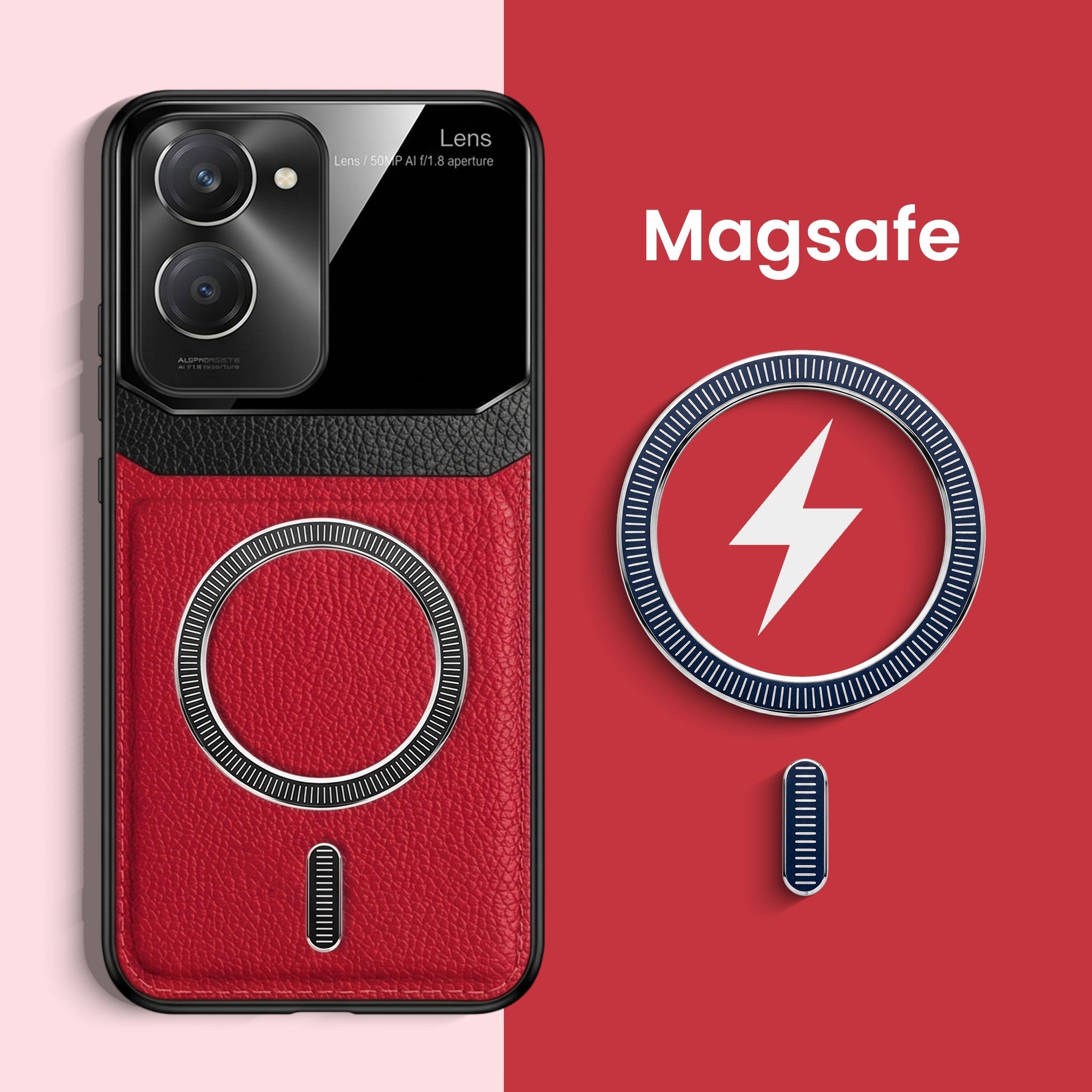 Vivo Y28s 5G Premium Magsafe Magnetic Leather Lens Protective Case