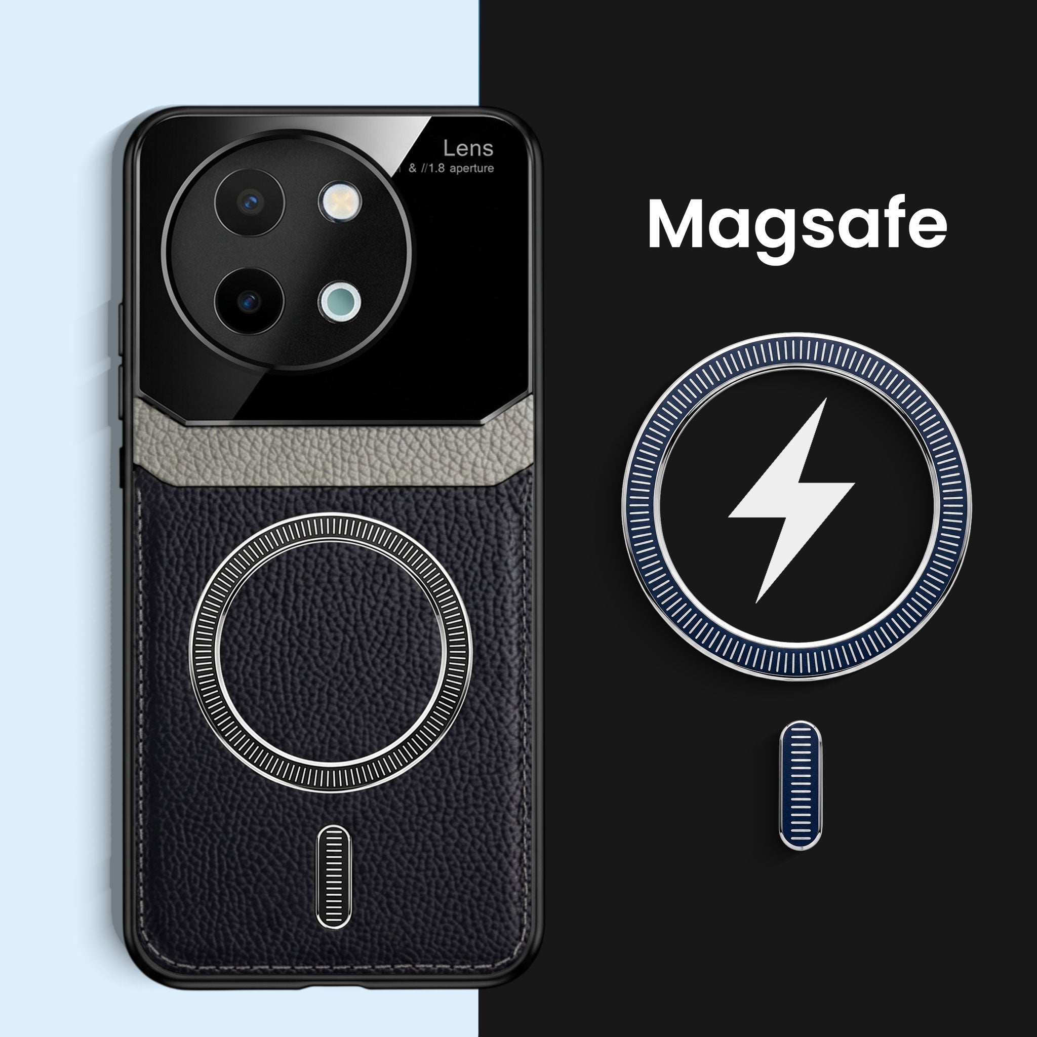 Vivo Y58 5G Premium Magsafe Magnetic Leather Lens Protective Case