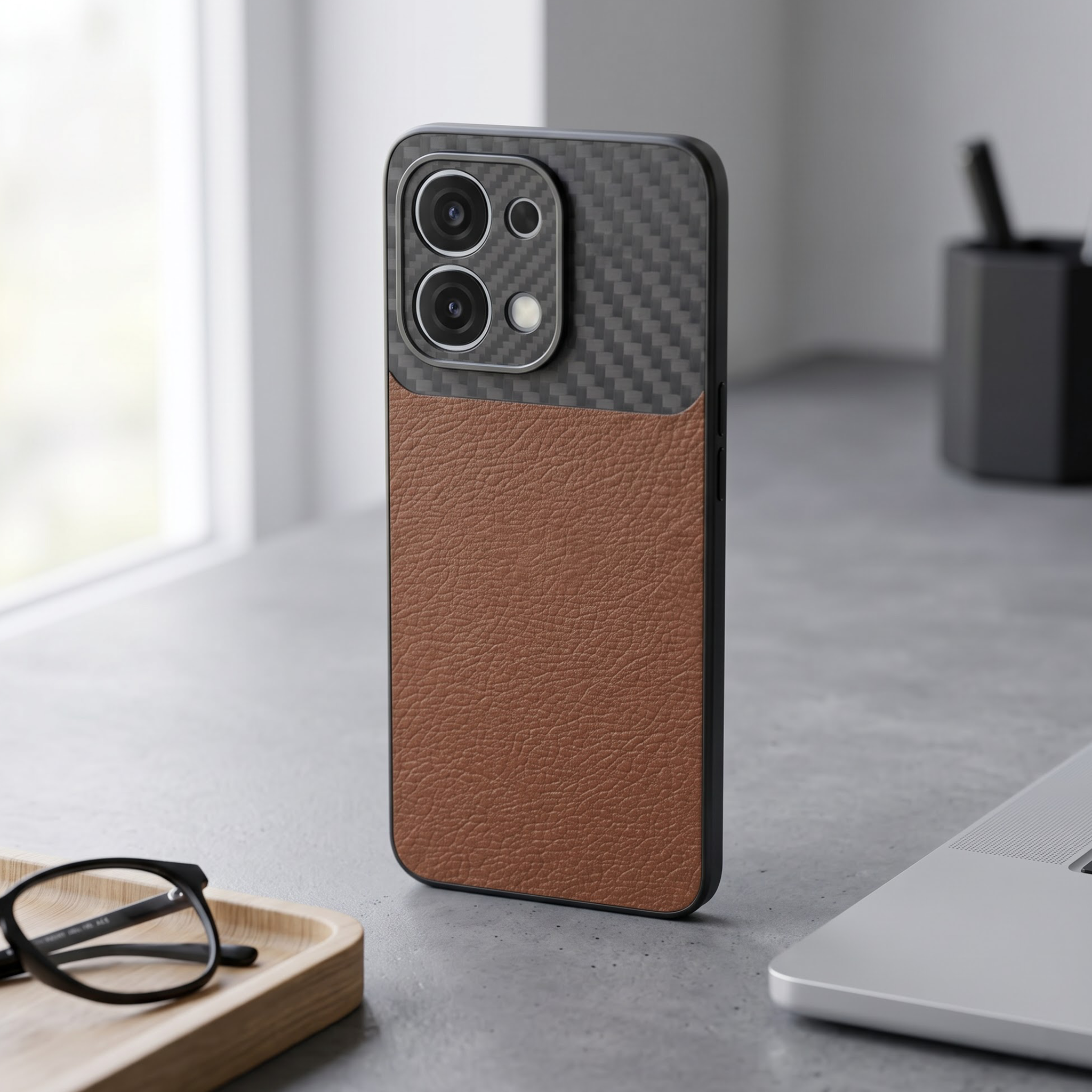 Oppo F31 5G Carbon Fiber Leather Hybrid Phone Case