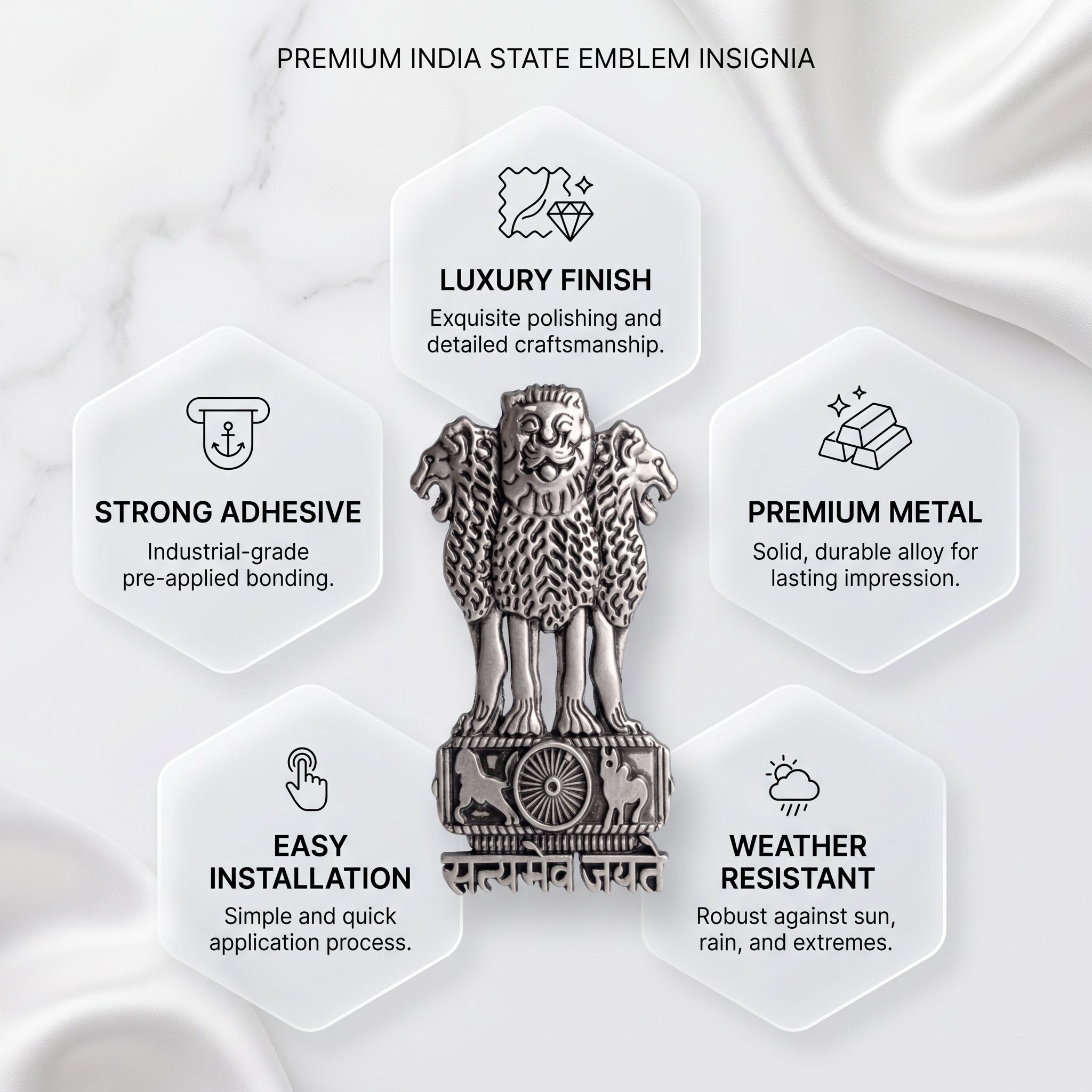 Nothing Phone 2 Pro 5G Compatible Satyamev Jayate 3D Metal Emblem Sticker