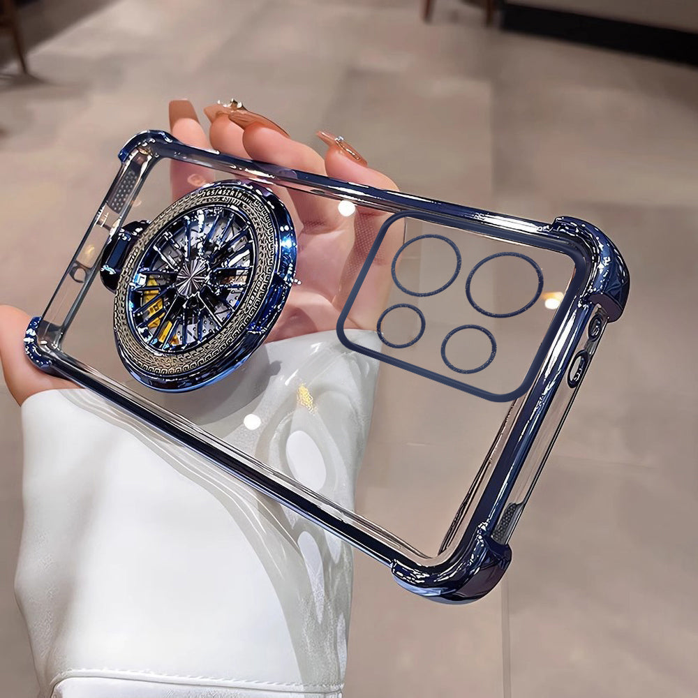 Motorola Edge 50 Neo 5G Premium Stress Buster Wheel Rotating Shockproof Airbags Case blue