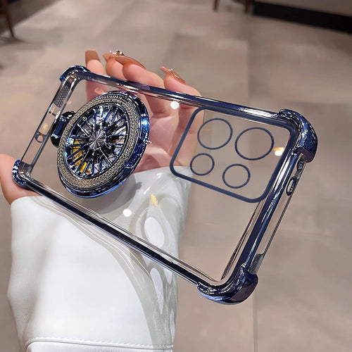 Motorola Edge 50 Neo 5G Premium Stress Buster Wheel Rotating Shockproof Airbags Case blue