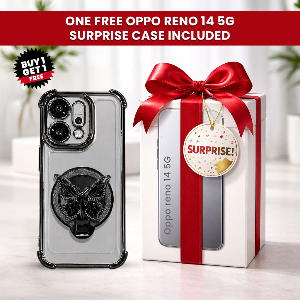 Oppo Reno 14 5G Premium Butterfly Stand Airbags Case(Buy 1 Get 1 Surprise Cover)