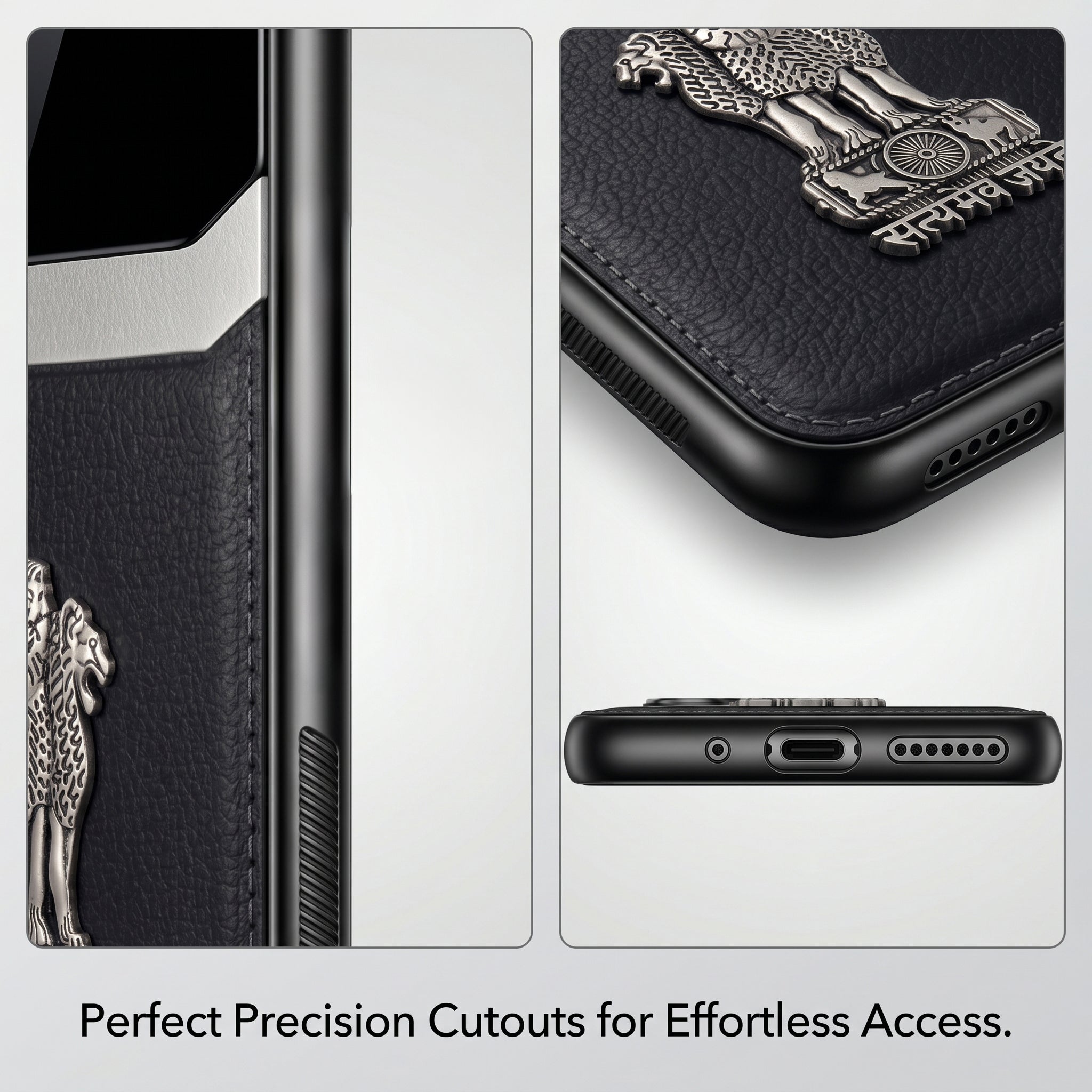 Oppo Reno 13 5G Satyamev Jayate 3D Metal Leather Back Case