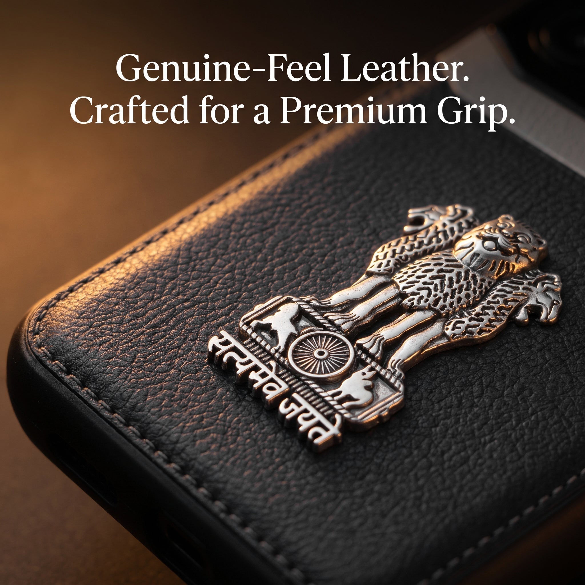 Galaxy A36 5G Satyamev Jayate 3D Metal Leather Back Case