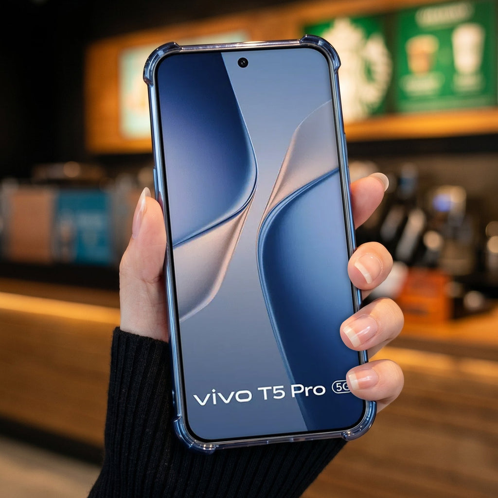 Vivo T5 Pro 5G Original Luxury Magnifier Ring Stand Shockproof Airbags Corner Case